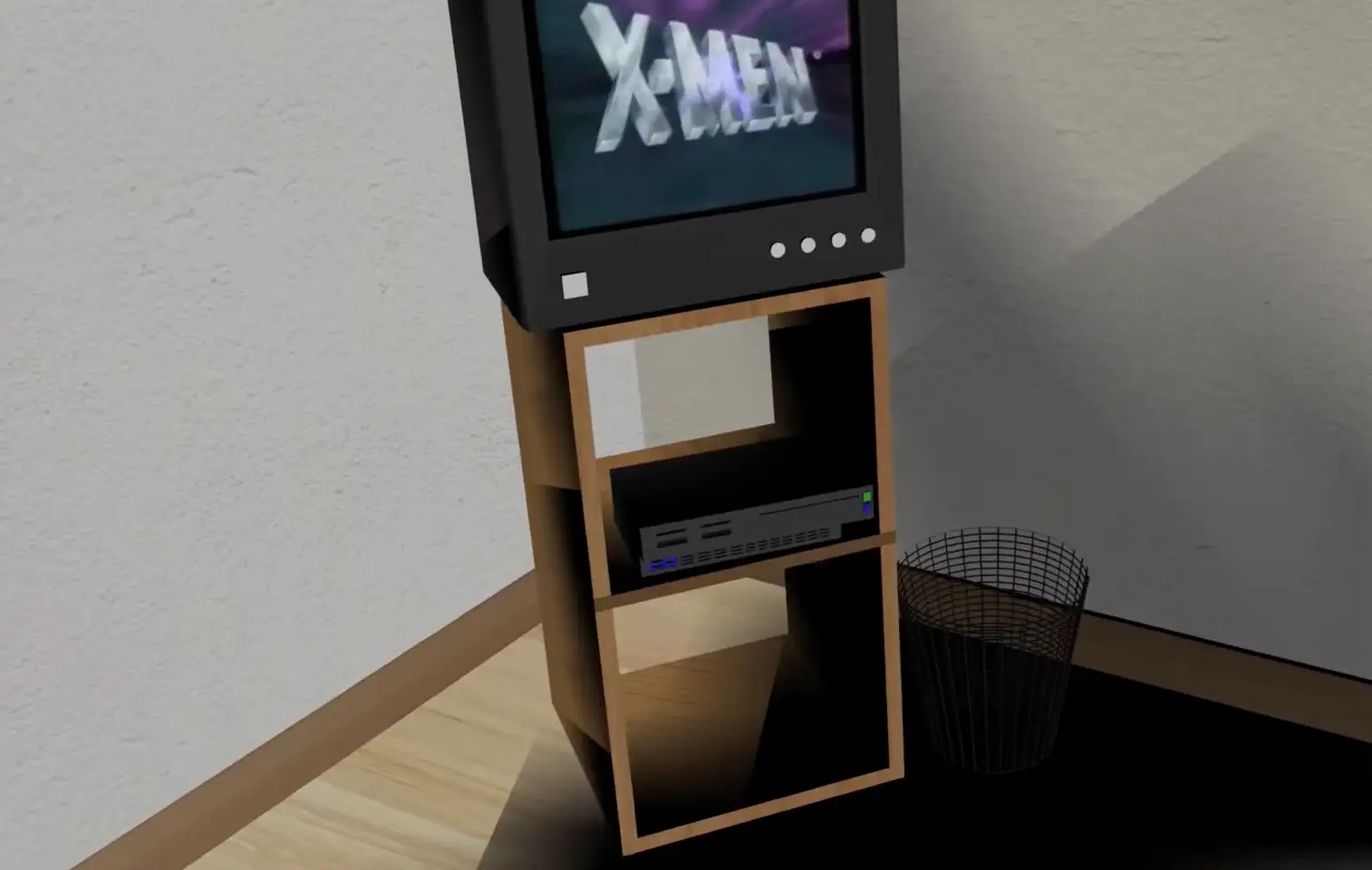 CRT television showing X-Men Japanese intro